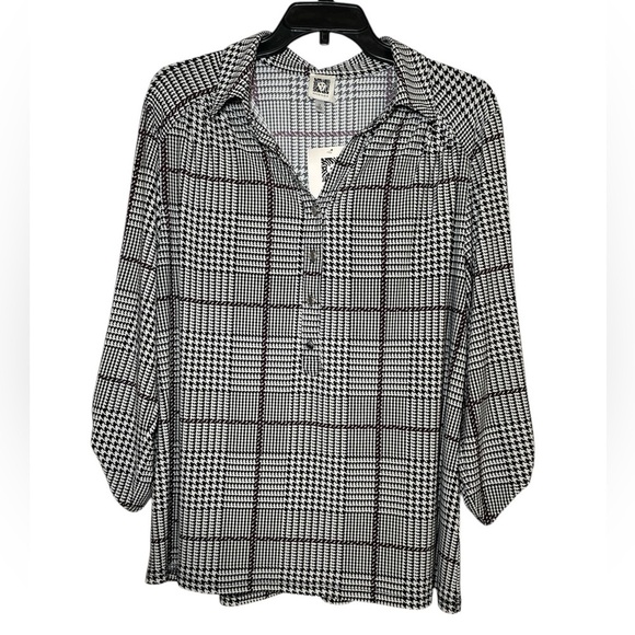 Anne Klein black printed blouse sz 1X - Picture 1 of 8